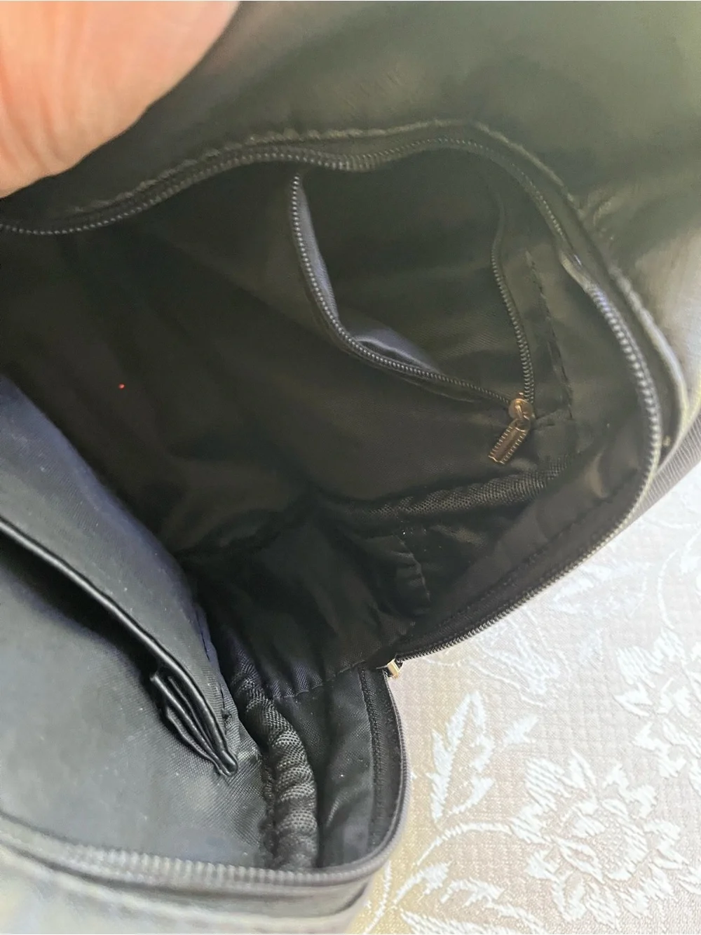 LCFUN Black Mini Backpack with Front Pocket and Bow Detail
